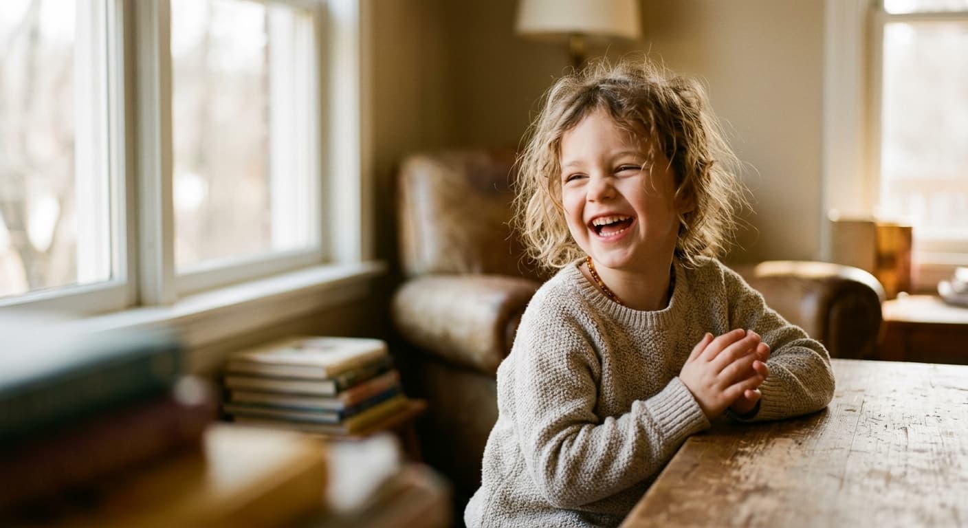 Laughing child at home